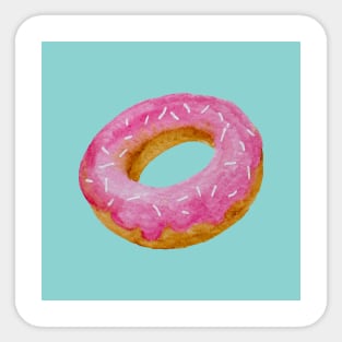 Watercolor donut - pink on blue background Sticker